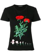 Alexander Mcqueen Floral Embroidered T-shirt - Black