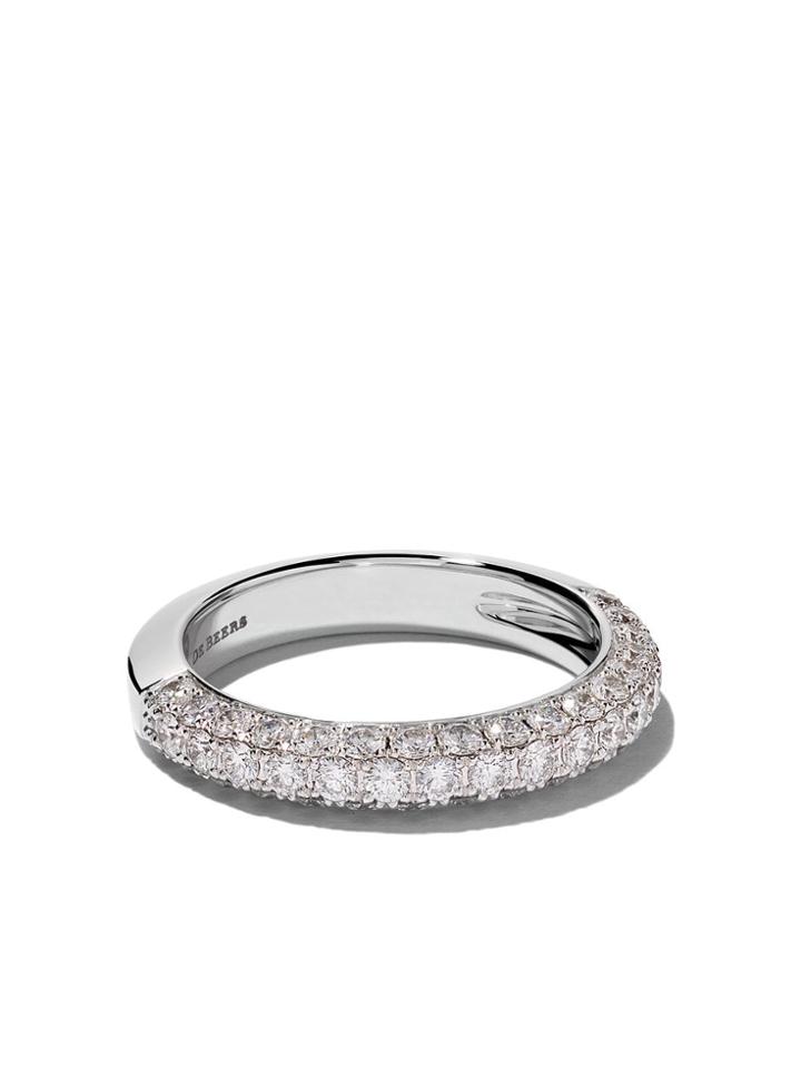 De Beers 18kt White Gold Db Darling Half Pavé Diamond Large Band