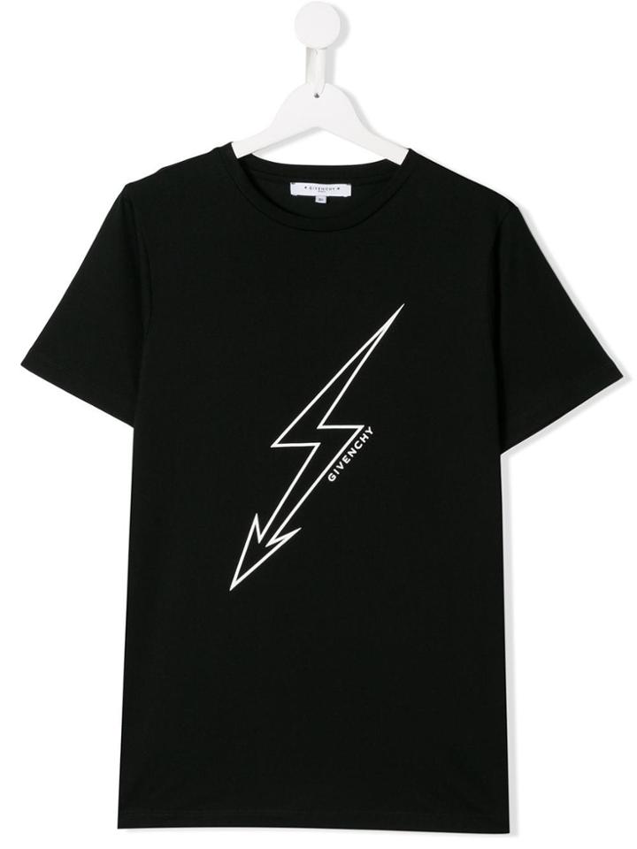 Givenchy Kids Teen Lightning Bolt Print T-shirt - Black
