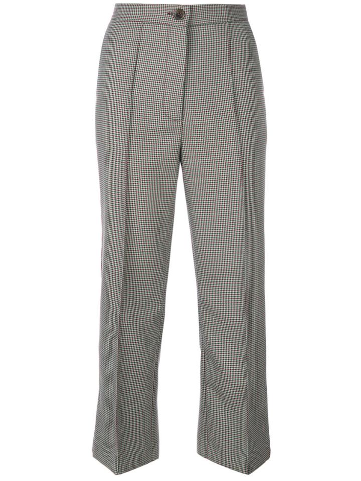 Erika Cavallini Cropped Houndstooth Trousers - Green