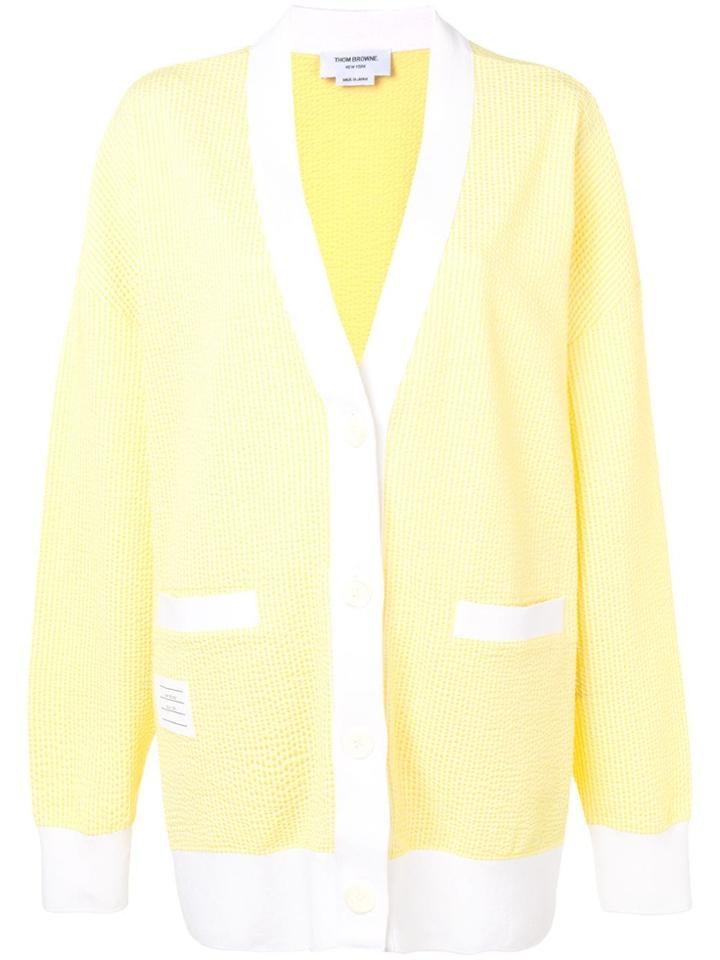 Thom Browne Seersucker Oversized Cardigan - Yellow