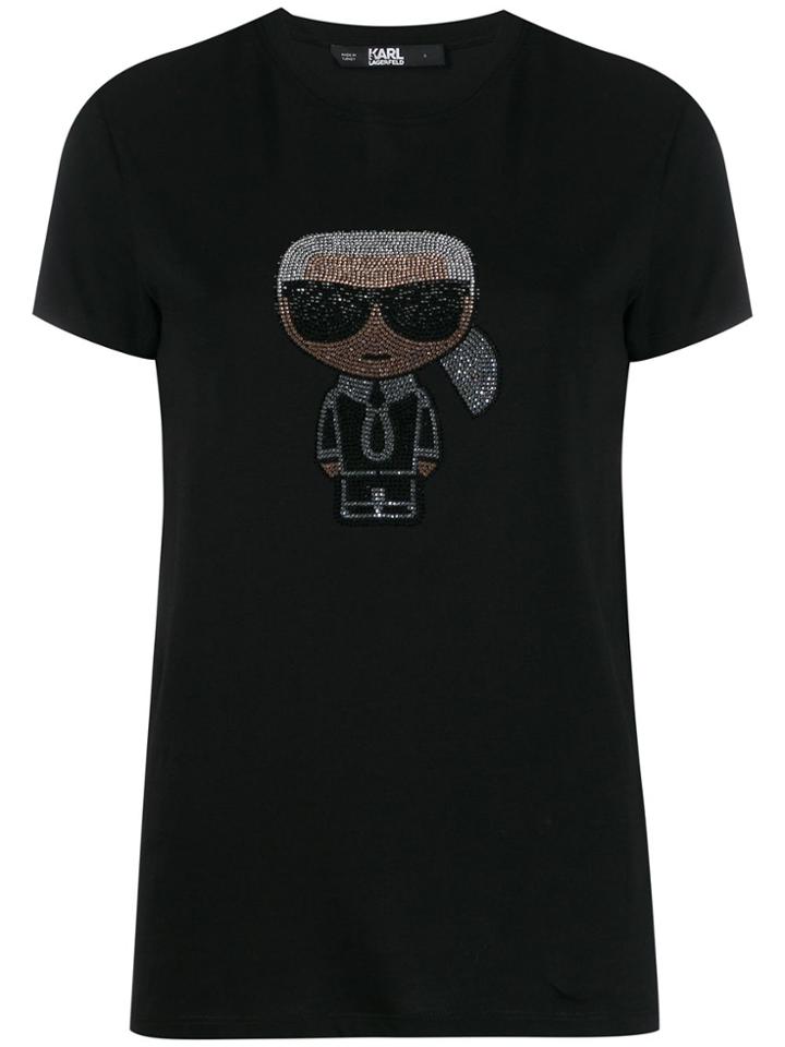 Karl Lagerfeld Embellished Karl Print T-shirt - Black