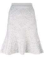 Alexander Mcqueen Embossed Floral Jacquard Skirt, Women's, Size: Medium, Grey, Polyamide/polyester/spandex/elastane/wool