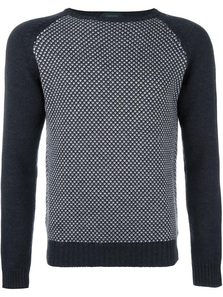 Zanone Crew Neck Sweater, Men's, Size: 52, Grey, Virgin Wool