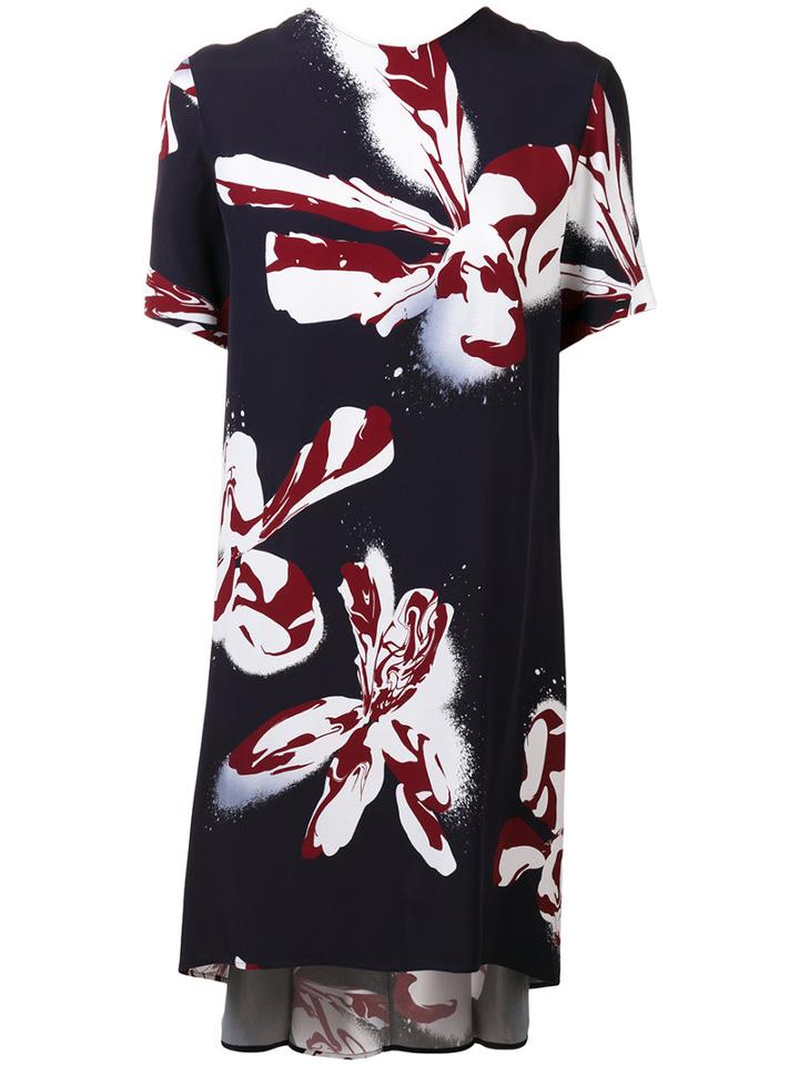 Cédric Charlier Abstract Flower Print Dress, Women's, Size: 42, Blue, Rayon