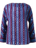 Scanlan Theodore Check Weave Top, Women's, Size: S/m, Blue, Wool