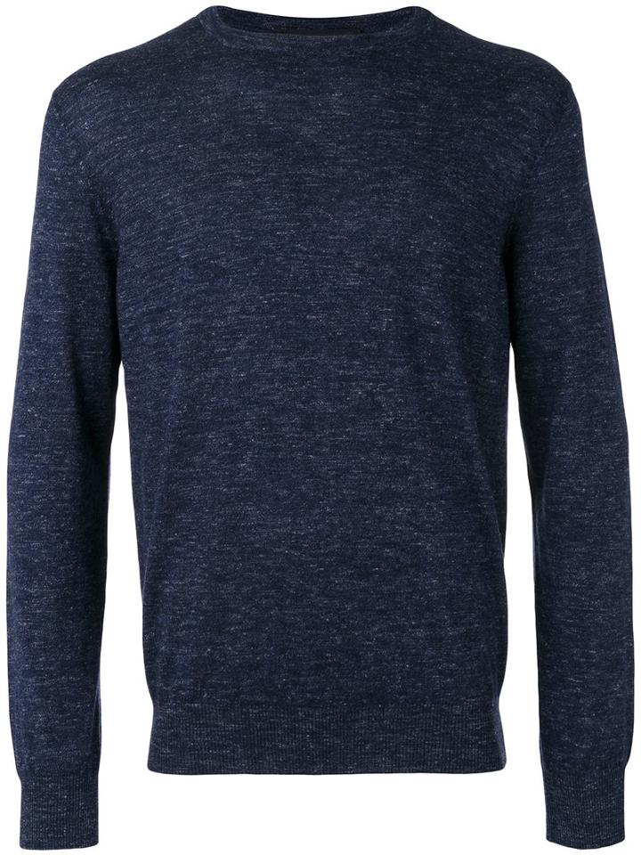 Ermenegildo Zegna Classic Sweatshirt, Men's, Size: 48, Blue, Silk/linen/flax/cashmere