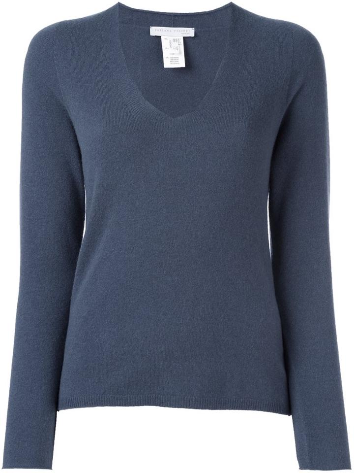 Fabiana Filippi Classic Jumper, Women's, Size: 46, Blue, Silk/cashmere/merino