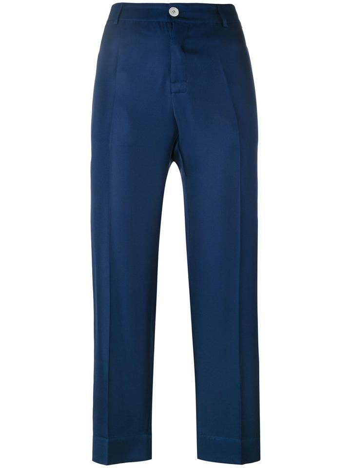F.r.s For Restless Sleepers - Tartaro Trousers - Women - Silk - S, Women's, Blue, Silk