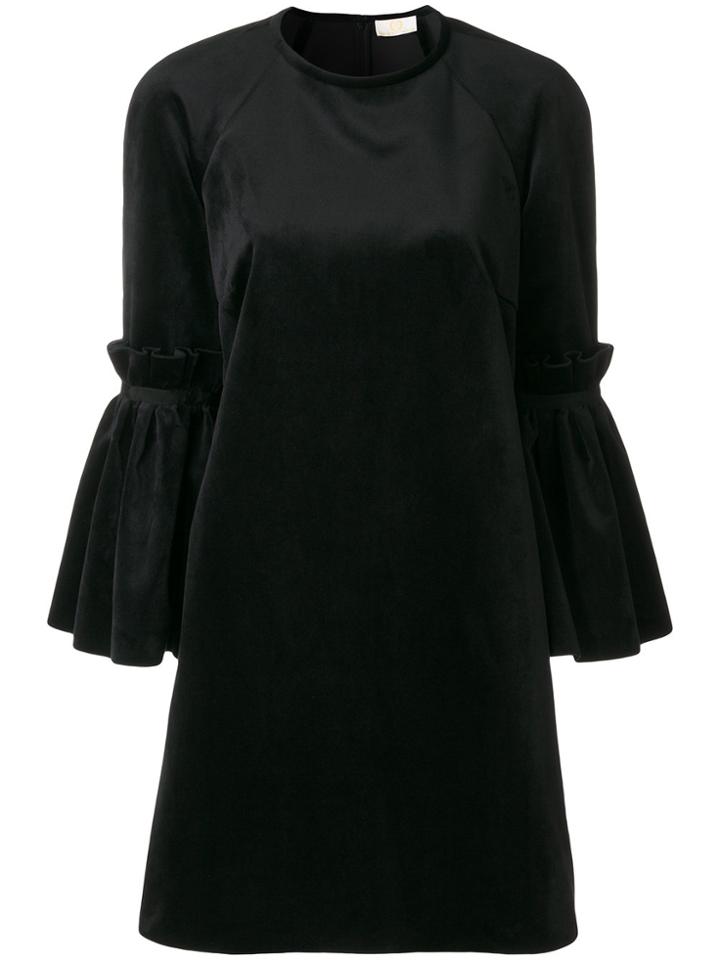 Sara Battaglia Flared Sleeves Dress - Black