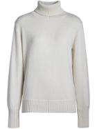 Burberry Collection Logo Intarsia High Lapel Cashmere Sweater - White