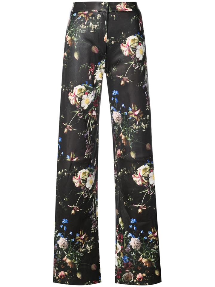 Adam Lippes Straight-leg Floral Trousers - Black