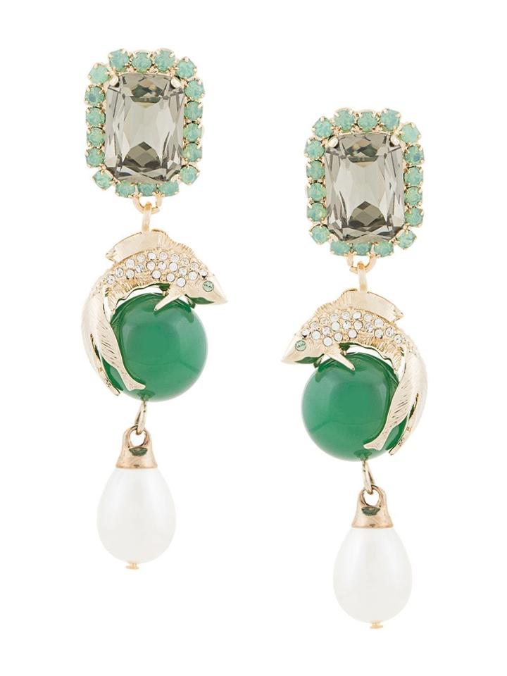 Erdem Erdem Crystal Earrings - Green