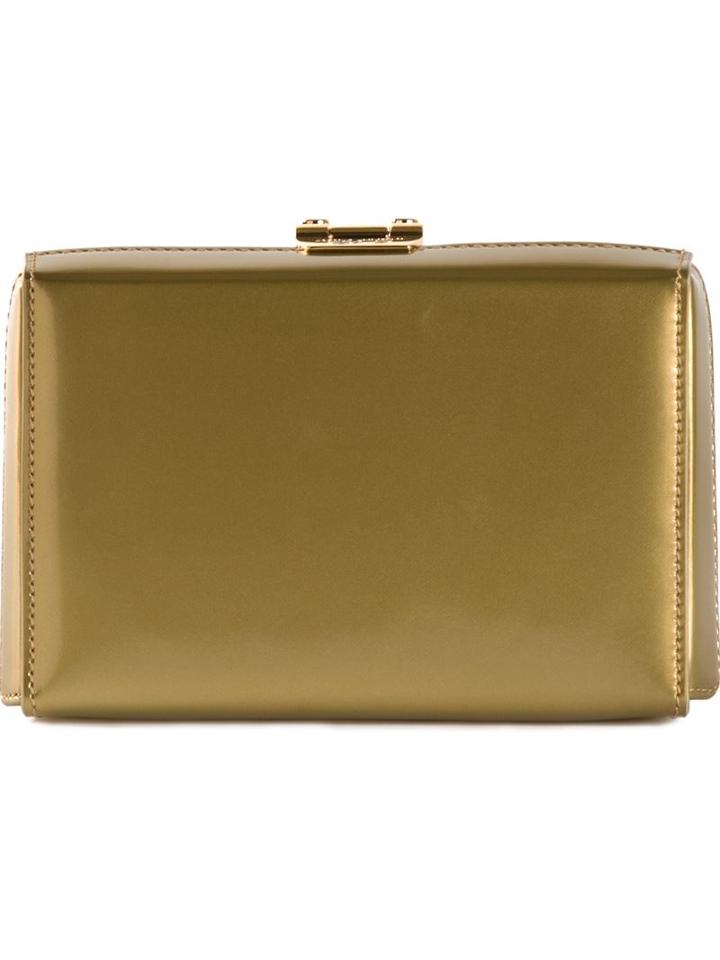 Mark Cross Grace Box Clutch, Women's, Grey, Calf Leather/lamb Skin
