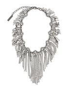 Ermanno Scervino Crystal Embellished Cascade Necklace - Silver