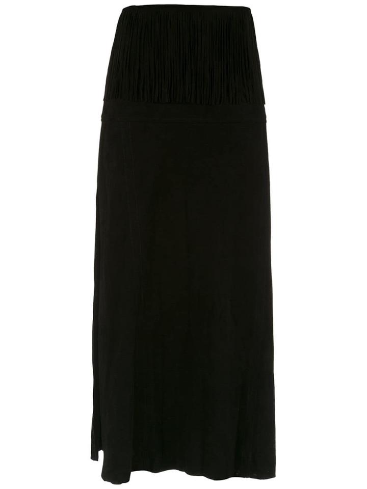 Andrea Bogosian Midi Fringed Skirt - Black