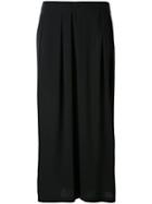 Vince - Pleated Crossover Cropped Trousers - Women - Silk - S, Black, Silk