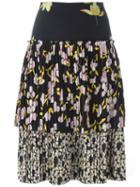 Marni 'dawntreader' Pleated Tiered Skirt, Women's, Size: 38, Black, Silk