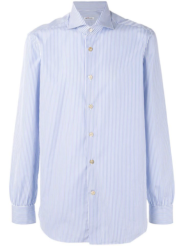 Kiton - Striped Shirt - Men - Cotton - 43, Blue, Cotton