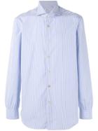 Kiton - Striped Shirt - Men - Cotton - 43, Blue, Cotton