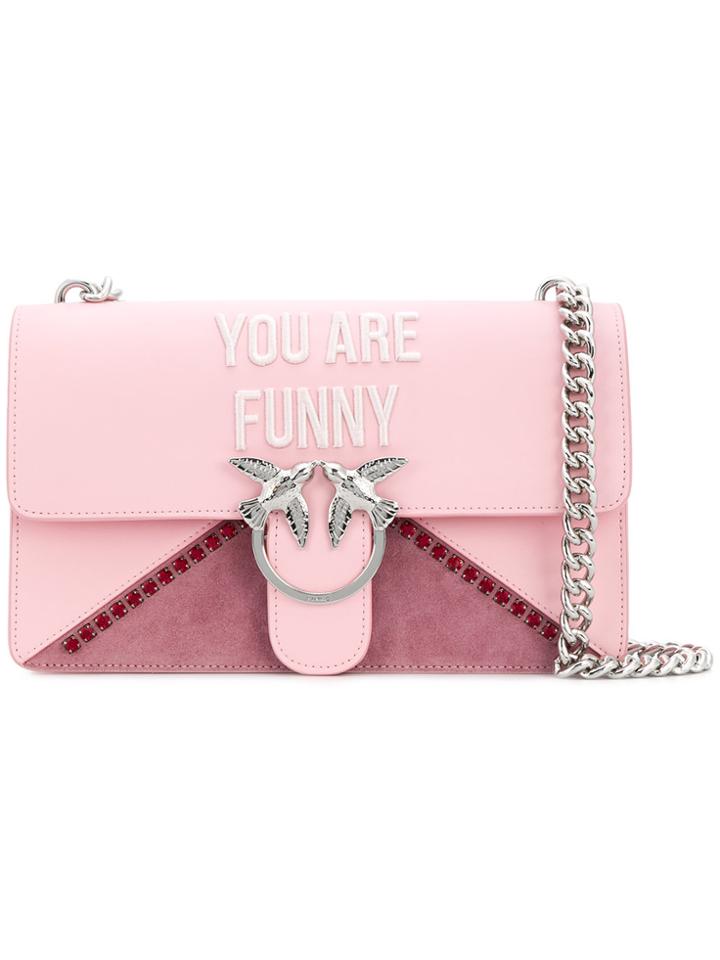 Pinko Love Funny Shoulder Bag - Pink & Purple