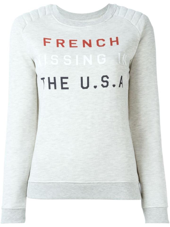 Zoe Karssen French Kissing Print Sweatshirt, Women's, Size: Large, Grey, Cotton/polyester