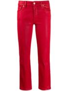 7 For All Mankind Cropped Denim Jeans - Red