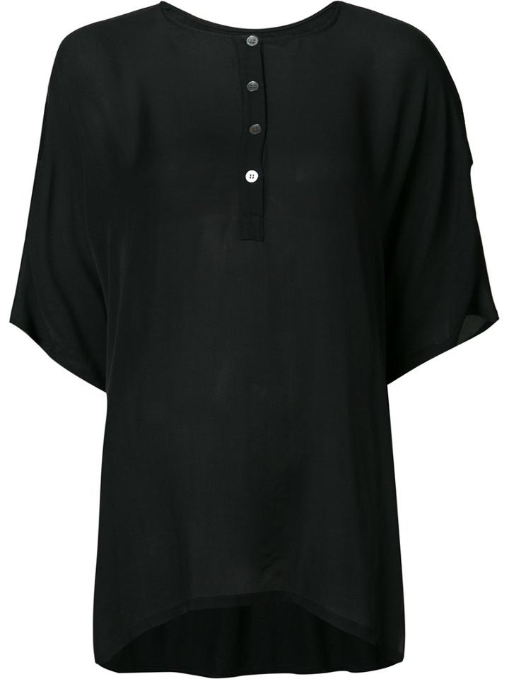 Raquel Allegra Henley T-shirt, Women's, Size: Medium, Black, Silk/rayon