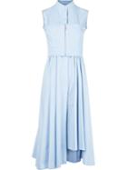Jason Wu Band Collar Asymmetric Flared Dress, Women's, Size: 6, Blue, Cotton