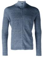 Corneliani Zip-up Knitted Sweater, Men's, Size: 54, Blue, Cotton/linen/flax