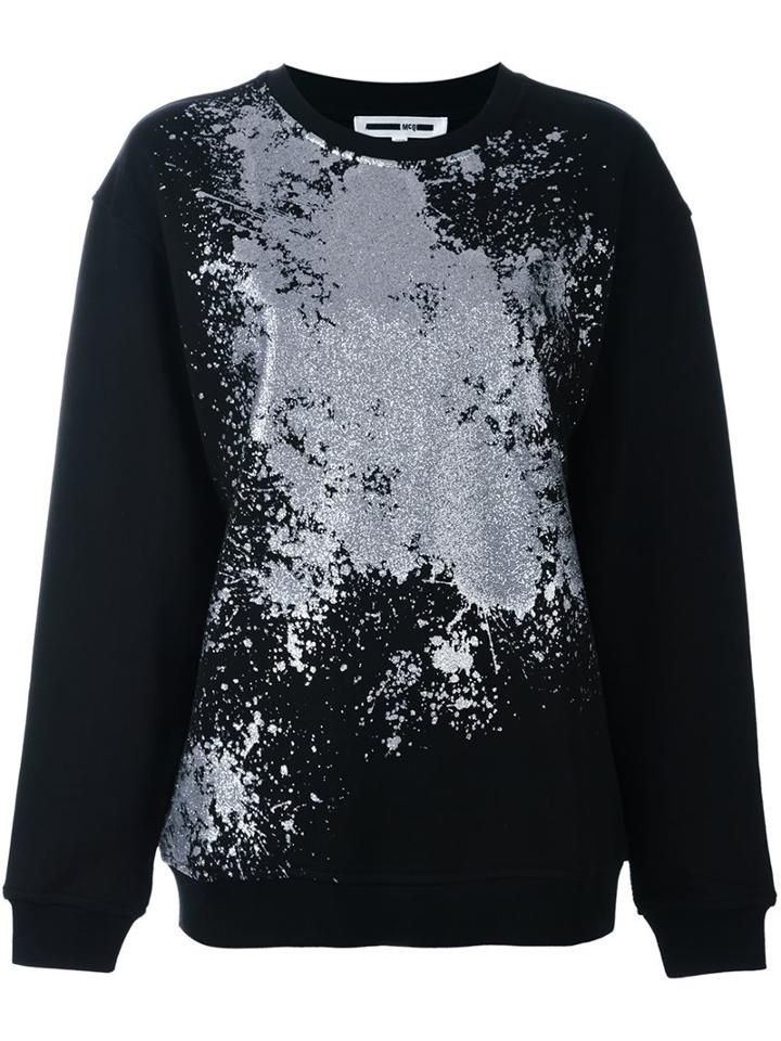 Mcq Alexander Mcqueen Metallic Effect Sweatshirt, Women's, Size: Large, Black, Cotton