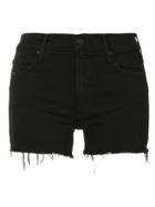 Mother Frayed Hem Denim Shorts - Black