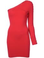 Alexander Wang Button Detail One Sleeve Dress - Red