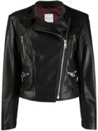 Paul Smith Off-centre Zipped Biker Jacket - Black