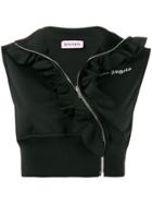 Palm Angels Cropped Ruffle Track Vest - Black