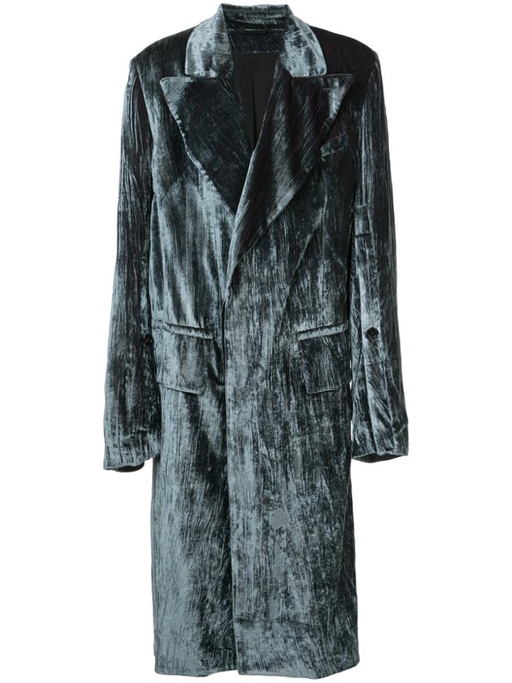 Ann Demeulemeester Oversized Velvet Coat - Grey