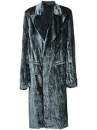 Ann Demeulemeester Oversized Velvet Coat - Grey