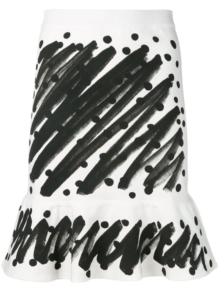 Moschino Brushstroke Print Skirt - White