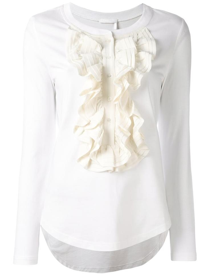 Chloé Ruffled Blouse, Women's, Size: Small, White, Cotton/silk