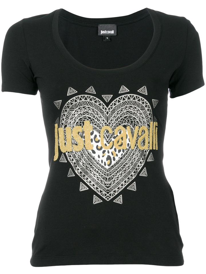 Just Cavalli Embellished Logo Print T-shirt - Black