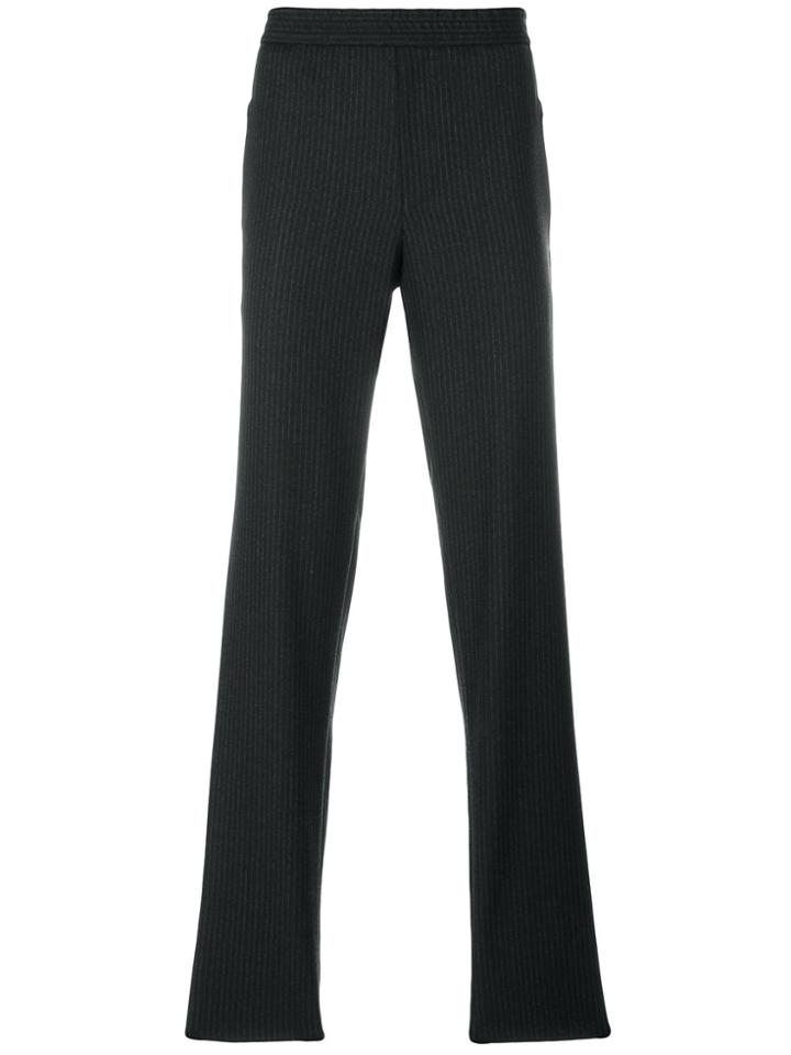 Emporio Armani Striped Elastic Trousers - Grey