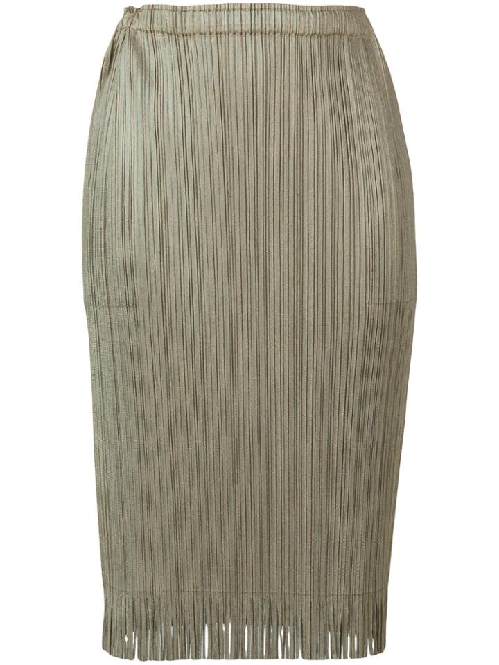 Pleats Please By Issey Miyake Pleated Straight Skirt - Metallic