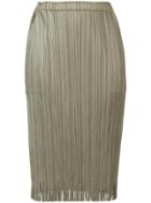 Pleats Please By Issey Miyake Pleated Straight Skirt - Metallic