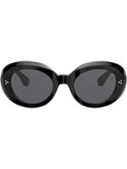 Oliver Peoples Erissa Round Oversized Sunglasses - Black