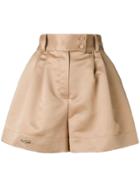 Styland Flared High-waisted Shorts - Brown