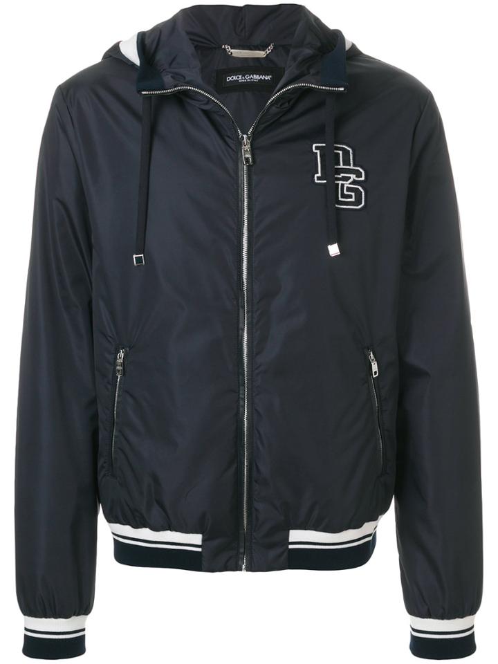Dolce & Gabbana Logo Patch Hooded Jacket - Black