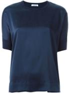 P.a.r.o.s.h. Crew Neck Short Sleeve Blouse, Women's, Size: L, Blue, Silk/spandex/elastane
