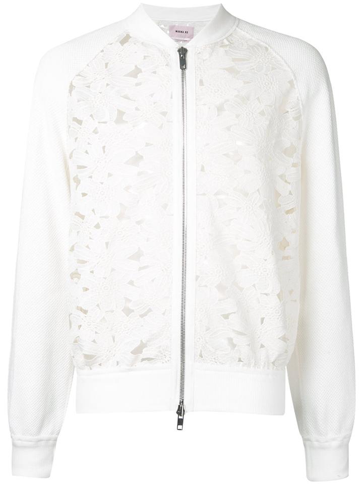 Marna Ro Floral Lace Bomber Jacket, Men's, Size: Medium, White, Polyester