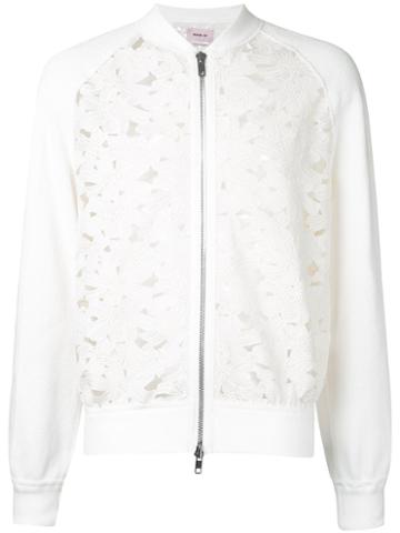 Marna Ro Floral Lace Bomber Jacket, Men's, Size: Medium, White, Polyester