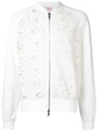 Marna Ro Floral Lace Bomber Jacket, Men's, Size: Medium, White, Polyester